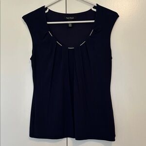White House Black Market Women's dark blue  Pleated Blouse size medium